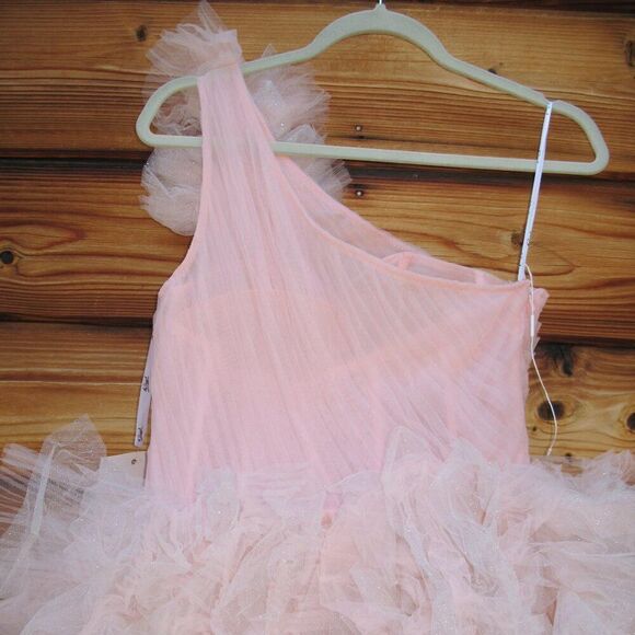 MAC DUGGAL 20576 Womens Pink One Shoulder Glitter Tulle Gown Dress - Picture 12 of 15